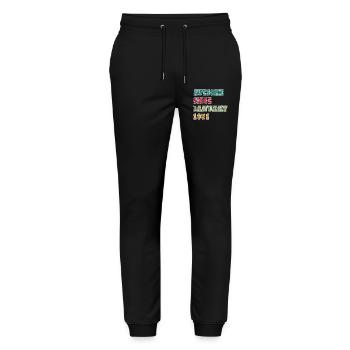 Vintage 1951 Anniversary Print - Stanley/Stella Mover Unisex Organic Jogging Trousers - black - Front - Marisol (170cm) & Nik (191cm)