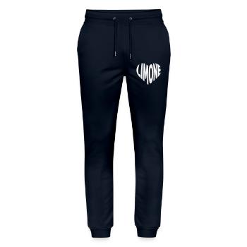 Lime Heart Design - Stanley/Stella Mover Unisex Organic Jogging Trousers - navy - Front - Marisol (170cm) & Nik (191cm)