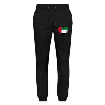 UAE Heart - Stanley/Stella Unisex Bio Jogginghose Mover  - Schwarz - Vorne - Marisol (170cm) & Nik (191cm)