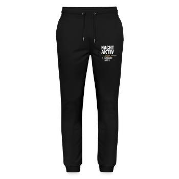Nachtaktiv statt früh motiviert - Stanley/Stella Unisex Bio Jogginghose Mover  - Schwarz - Vorne - Marisol (170cm) & Nik (191cm)