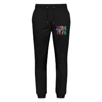 Cadeau d’anniversaire rétro vintage 1976 - Pantalon de jogging bio MOVER Stanley/Stella unisexe - noir - Devant - Marisol (170cm) & Nik (191cm)