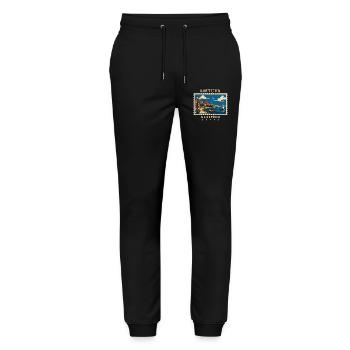 Litauen Klaipėda Vintage Reisemarke - Stanley/Stella Unisex Bio Jogginghose Mover  - Schwarz - Vorne - Marisol (170cm) & Nik (191cm)