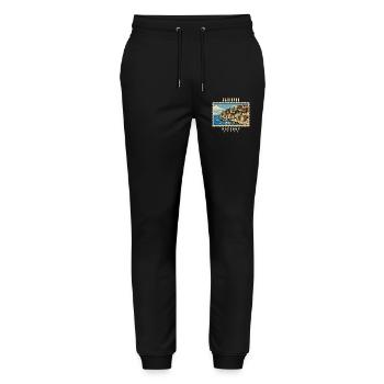 Bulgarien Nessebar Vintage Reisemarke - Stanley/Stella Unisex Bio Jogginghose Mover  - Schwarz - Vorne - Marisol (170cm) & Nik (191cm)