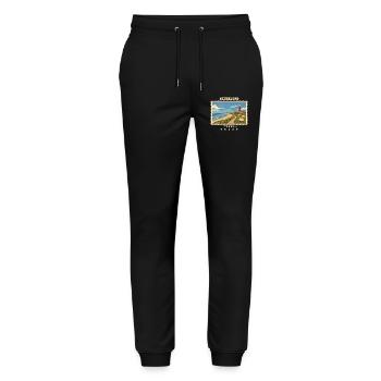 Niederlande Texel Vintage Reisemarke - Stanley/Stella Unisex Bio Jogginghose Mover  - Schwarz - Vorne - Marisol (170cm) & Nik (191cm)