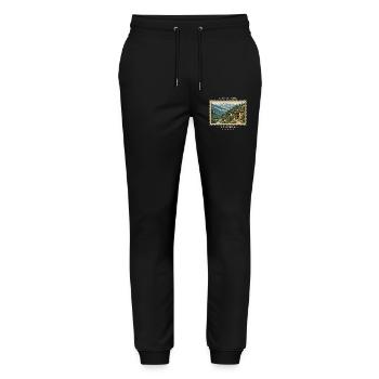 Armenia Dilijan Vintage Travel Brand - Stanley/Stella Mover Unisex Organic Jogging Trousers - black - Front - Marisol (170cm) & Nik (191cm)