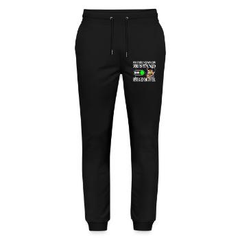 Morgenmuffel ohne Kaffee T-Shirt Geschenk Idee - Stanley/Stella Unisex Bio Jogginghose Mover  - Schwarz - Vorne - Marisol (170cm) & Nik (191cm)