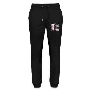 Just A Girl Who Loves Pigs - Stanley/Stella Unisex Bio Jogginghose Mover  - Schwarz - Vorne - Marisol (170cm) & Nik (191cm)