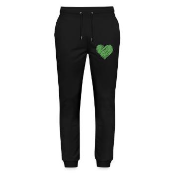 Cœur croquis vert - Pantalon de jogging bio MOVER Stanley/Stella unisexe - noir - Devant - Marisol (170cm) & Nik (191cm)