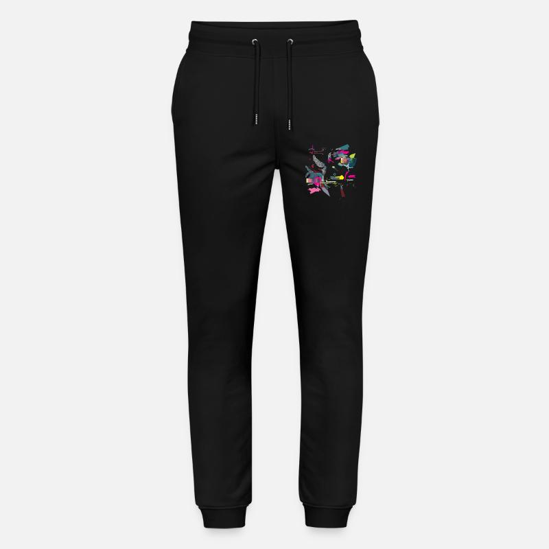 „Bunter Vogel“ in Pink - Stanley/Stella Unisex Bio Jogginghose Mover  - Schwarz