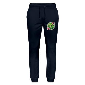 Sad Germ Party Sticker Design - Stanley/Stella Mover Unisex Organic Jogging Trousers - navy - Front - Marisol (170cm) & Nik (191cm)