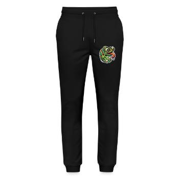 Chamäleon Power Cartoon Design - Stanley/Stella Unisex Bio Jogginghose Mover  - Schwarz - Vorne - Marisol (170cm) & Nik (191cm)