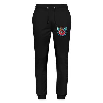Cute Aviator Bee on Flower Design - Stanley/Stella Mover Unisex Organic Jogging Trousers - black - Front - Marisol (170cm) & Nik (191cm)