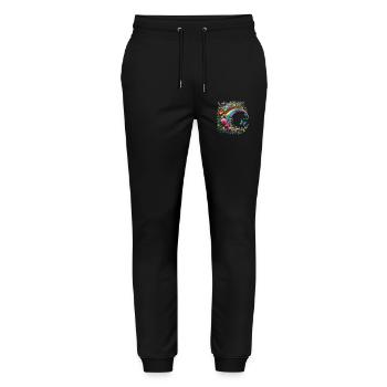 Blumenranke Blume floral Schmetterling Regenbogen - Stanley/Stella Unisex Bio Jogginghose Mover  - Schwarz - Vorne - Marisol (170cm) & Nik (191cm)