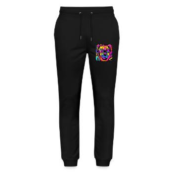 Enseigne au néon style ours - Pantalon de jogging bio MOVER Stanley/Stella unisexe - noir - Devant - Marisol (170cm) & Nik (191cm)