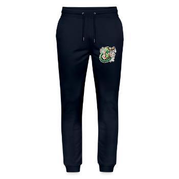 Funny St Patricks Beer Can Design - Stanley/Stella Mover Unisex Organic Jogging Trousers - navy - Front - Marisol (170cm) & Nik (191cm)