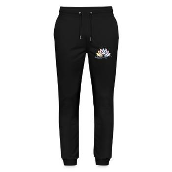 Symbole de fleur pastel stylisé avec de l’eau - Pantalon de jogging bio MOVER Stanley/Stella unisexe - noir - Devant - Marisol (170cm) & Nik (191cm)