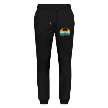 Fallschirmspringer Silhouette Retro Natur - Stanley/Stella Unisex Bio Jogginghose Mover  - Schwarz - Vorne - Marisol (170cm) & Nik (191cm)