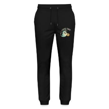 Friendly Ghost with Lantern - Stanley/Stella Mover Unisex Organic Jogging Trousers - black - Front - Marisol (170cm) & Nik (191cm)
