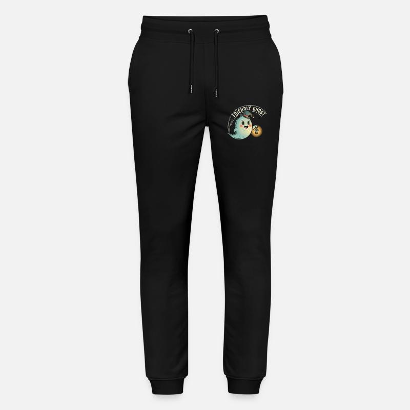 Friendly Ghost with Lantern - Stanley/Stella Mover Unisex Organic Jogging Trousers - black