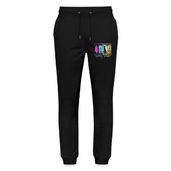 Spooky Season — Ghost & Pumpkin Haunted Vibes - Stanley/Stella Mover Unisex Organic Jogging Trousers - black - Front - Marisol (170cm) & Nik (191cm)
