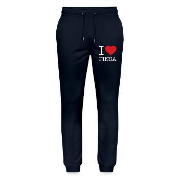 I love Pinsa - Stanley/Stella Unisex Bio Jogginghose Mover  - Navy - Vorne - Marisol (170cm) & Nik (191cm)