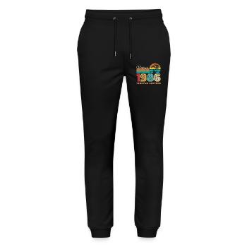 1986 Vintage Retro 1986 Birthday Gift - Stanley/Stella Mover Unisex Organic Jogging Trousers - black - Front - Marisol (170cm) & Nik (191cm)