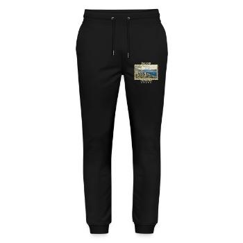 Island Akureyri Vintage Reisemarke - Stanley/Stella Unisex Bio Jogginghose Mover  - Schwarz - Vorne - Marisol (170cm) & Nik (191cm)