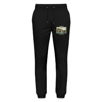 Frankreich Lyon Vintage Reisemarke - Stanley/Stella Unisex Bio Jogginghose Mover  - Schwarz - Vorne - Marisol (170cm) & Nik (191cm)