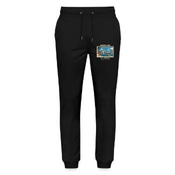 Niederlande Rotterdam Vintage Reisemarke - Stanley/Stella Unisex Bio Jogginghose Mover  - Schwarz - Vorne - Marisol (170cm) & Nik (191cm)