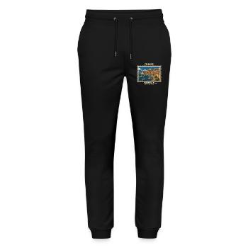 France Marseille Vintage Travel Brand - Stanley/Stella Mover Unisex Organic Jogging Trousers - black - Front - Marisol (170cm) & Nik (191cm)