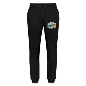 Frankreich Biarritz Vintage Reisemarke - Stanley/Stella Unisex Bio Jogginghose Mover  - Schwarz - Vorne - Marisol (170cm) & Nik (191cm)
