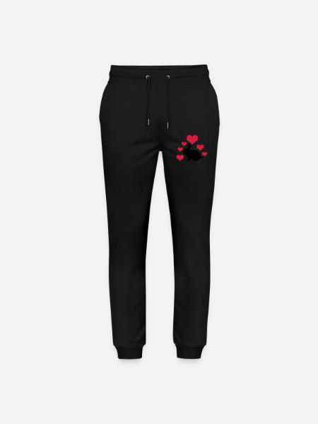 Rabbit with 6 hearts 2 - Stanley/Stella Mover Unisex Organic Jogging Trousers - black