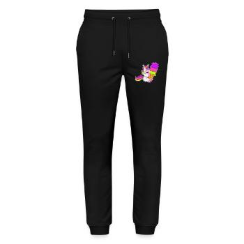 Unicorn Waffle Ice Cream - Stanley/Stella Mover Unisex Organic Jogging Trousers - black - Front - Marisol (170cm) & Nik (191cm)