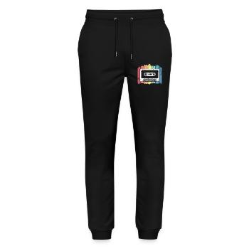 Cassette musique rétro enregistre des couleurs vintage logo - Pantalon de jogging bio MOVER Stanley/Stella unisexe - noir - Devant - Marisol (170cm) & Nik (191cm)