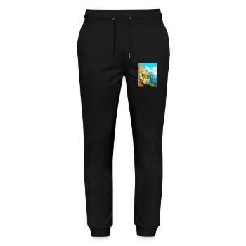 Amalfi Italy Vintage Travel Poster WPA Souvenir - Stanley/Stella Mover Unisex Organic Jogging Trousers - black - Front - Marisol (170cm) & Nik (191cm)