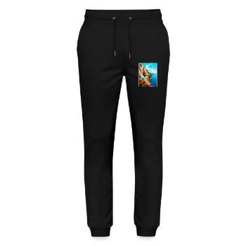 Amalfi Italy Vintage Travel Poster WPA Souvenir - Stanley/Stella Mover Unisex Organic Jogging Trousers - black - Front - Marisol (170cm) & Nik (191cm)