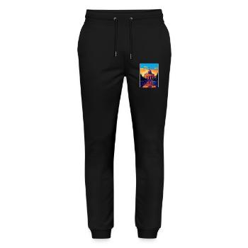 Basilique Saint-Pierre Italie Affiche de voyage vintage - Pantalon de jogging bio MOVER Stanley/Stella unisexe - noir - Devant - Marisol (170cm) & Nik (191cm)