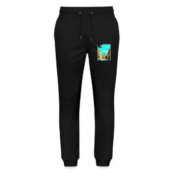 Potsdam Germany Vintage Travel Poster Souvenir WPA - Stanley/Stella Mover Unisex Organic Jogging Trousers - black - Front - Marisol (170cm) & Nik (191cm)