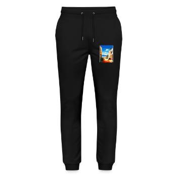 Lanzarote Spain Vintage Travel Poster Souvenir WPA - Stanley/Stella Mover Unisex Organic Jogging Trousers - black - Front - Marisol (170cm) & Nik (191cm)