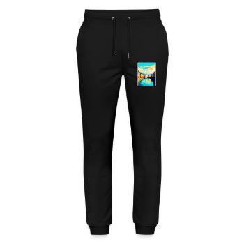 Turin Italy Vintage Travel Poster WPA Art Souvenir - Stanley/Stella Mover Unisex Organic Jogging Trousers - black - Front - Marisol (170cm) & Nik (191cm)