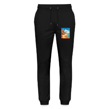 Fuerteventura Spain Vintage Travel Poster Souvenir - Stanley/Stella Mover Unisex Organic Jogging Trousers - black - Front - Marisol (170cm) & Nik (191cm)