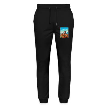 Florence Italy Vintage Travel Poster Souvenir WPA - Stanley/Stella Mover Unisex Organic Jogging Trousers - black - Front - Marisol (170cm) & Nik (191cm)