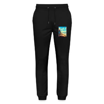 Zandvoort Netherlands Vintage Travel Poster WPA - Stanley/Stella Mover Unisex Organic Jogging Trousers - black - Front - Marisol (170cm) & Nik (191cm)