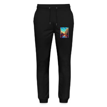 Rome Italy Vintage Travel Poster Souvenir Souvenir - Stanley/Stella Mover Unisex Organic Jogging Trousers - black - Front - Marisol (170cm) & Nik (191cm)