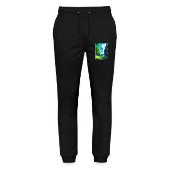 Vienna Woods Austria Vintage Travel Poster WPA Art - Stanley/Stella Mover Unisex Organic Jogging Trousers - black - Front - Marisol (170cm) & Nik (191cm)
