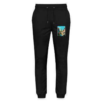 Canterbury England Uk Travel Poster Souvenir WPA - Stanley/Stella Mover Unisex Organic Jogging Trousers - black - Front - Marisol (170cm) & Nik (191cm)