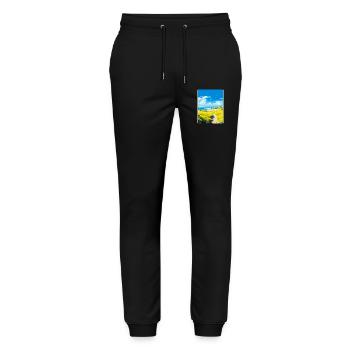 Isle Of Tiree Scotland Uk Travel Poster Souvenir - Stanley/Stella Mover Unisex Organic Jogging Trousers - black - Front - Marisol (170cm) & Nik (191cm)