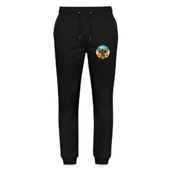 Schwarz Und Tan Coonhound Hunderasse Cartoon Strand - Stanley/Stella Unisex Bio Jogginghose Mover  - Schwarz - Vorne - Marisol (170cm) & Nik (191cm)