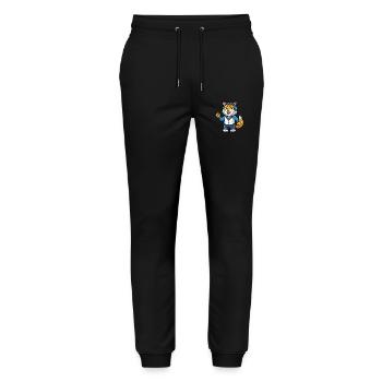 Lynx Funny Cartoon Character Headphone Music - Stanley/Stella Mover Unisex Organic Jogging Trousers - black - Front - Marisol (170cm) & Nik (191cm)
