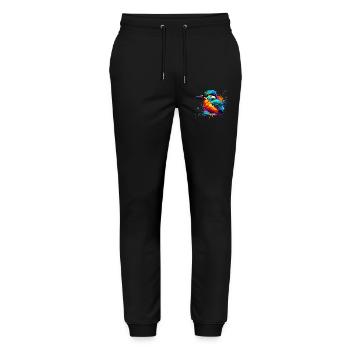 Kingfisher - Stanley/Stella Mover Unisex Organic Jogging Trousers - black - Front - Marisol (170cm) & Nik (191cm)